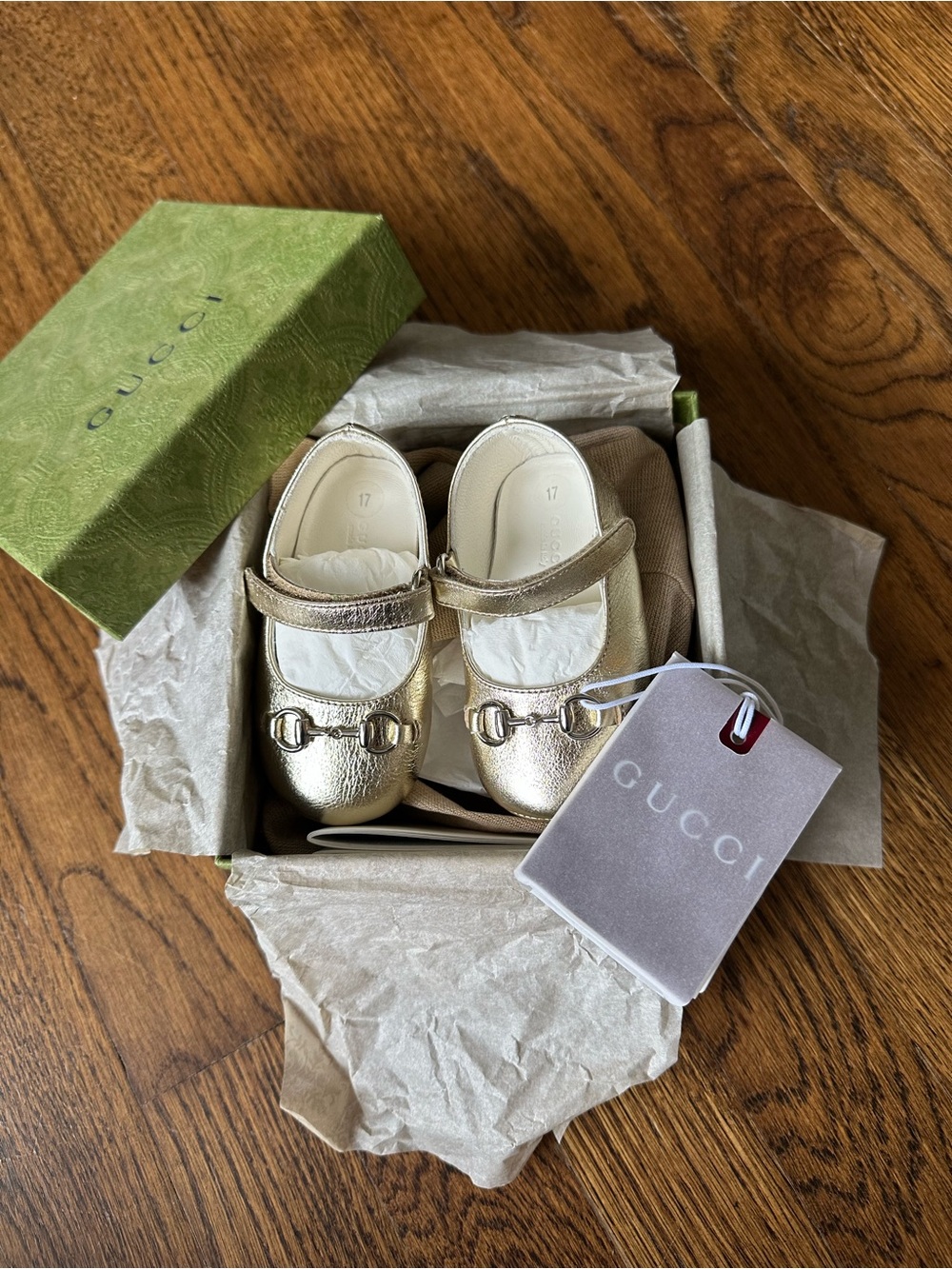 Gucci Kids Gold Mary Jane Ballet Flats